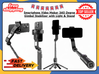 360° Handy Gimbal Stabilisator Stativ Ständer | Selfie Stick mit Licht Tracker UK