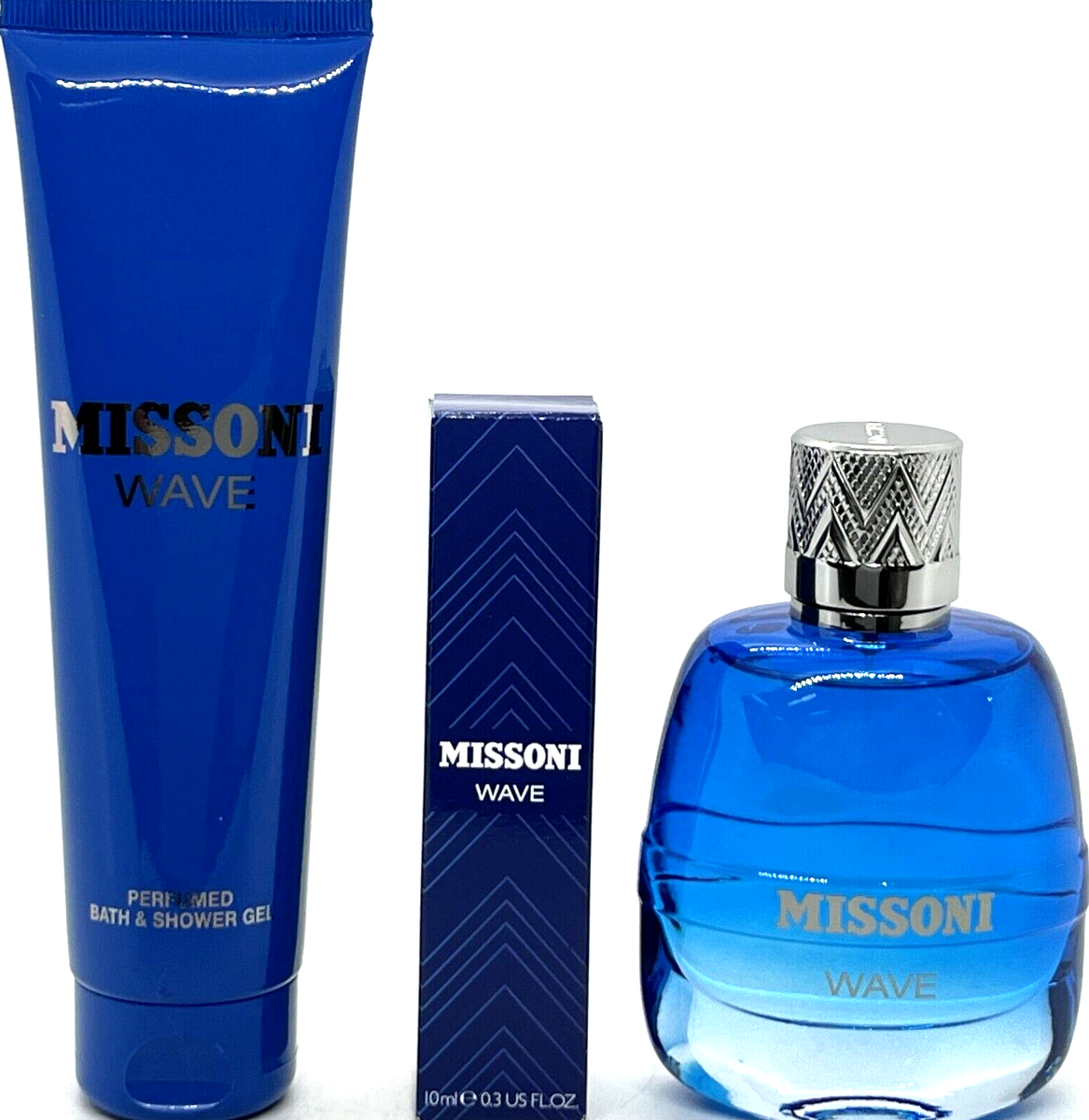 MISSONI WAVE 3 PCS GIFT SET FOR MEN EDT 3.4 Oz, PEN, SHOWER