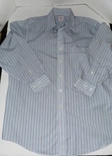 Brooks Brothers 346 Men  s Button Up Long Sleeve Shirt 16.5 Blue stripe Cotton