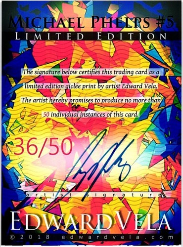 Michael Phelps 2018 Authentic Artist Signed Limited Edition Print Card 36 of 50 - Picture 2 of 4