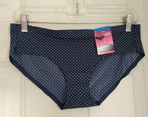 MAIDENFORM NAVY WITH WHITE POLK DOTS HIPSTER PANTY, SIZE XL/8