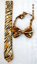 Unisex Tiger Animal Print Adjustable Bow Tie &Tiger Animal Print necktie Set-New