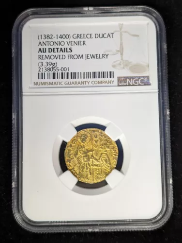 Greece Ducat 1384-1400 Antonio Venier NGC AU Details 2138055-001