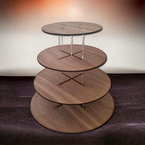 Soporte redondo de madera para pasteles de varios niveles para bodas y celebraciones - Grabado disponible - Imagen 5 de 7