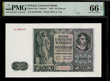 Poland 50 Zlotych  1941 PMG 66 EPQ UNC   P#102 Series D Emission Bank 