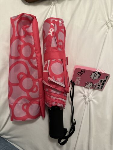 Hello Kitty 11.5” Umbrella W/Auto Open & Close Pink With Bows ✅ - Picture 3 of 3