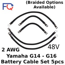 2 AWG Yamaha G14/G16 48V 5pcs Set Braided Golf Cart Battery Cable Made in USA