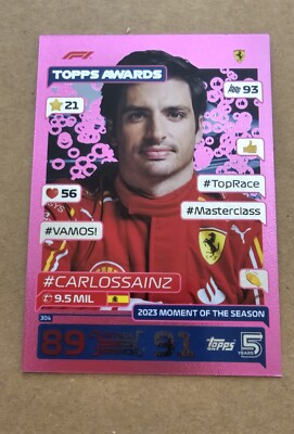 2024 Topps Turbo Attax F1 Carlos Sainz Pink Topps Awards Parallel #304