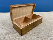 ANTIQUE VINTAGE OAK WOODEN SECTIONED TRINKET STORAGE BOX