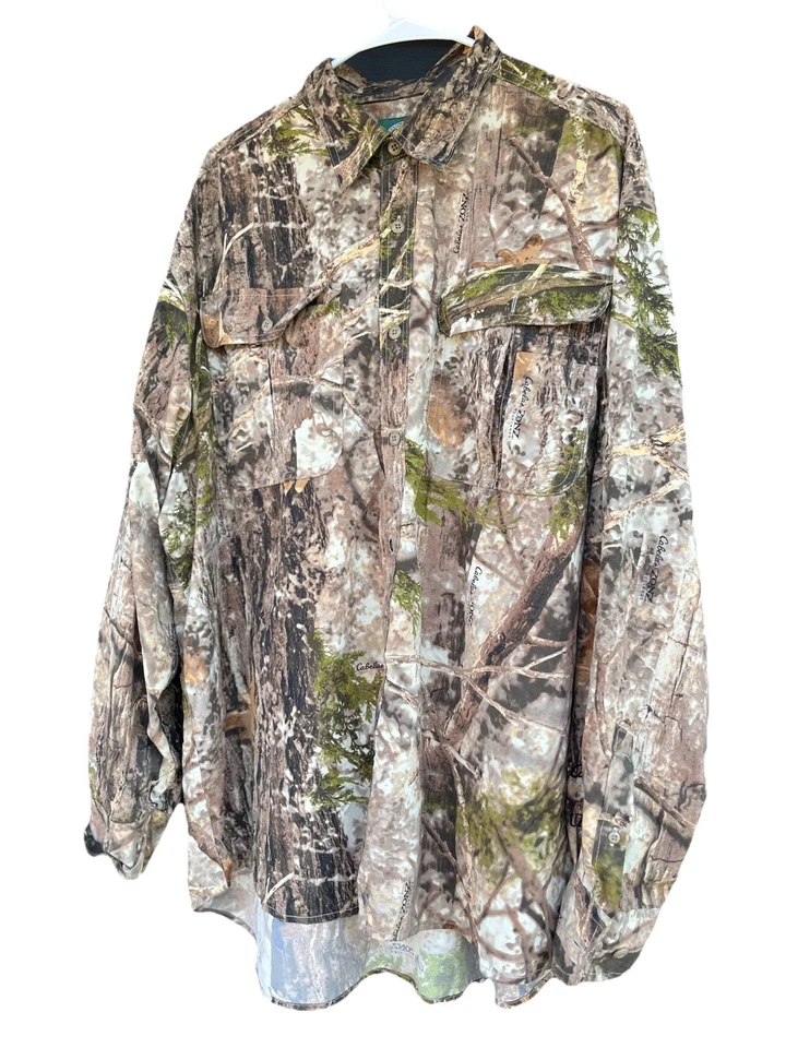 Cabela's Zonz Woodlands Camo Hunting Long Sleeve Button Up Shirt Men's X XL - Image 2 of 4