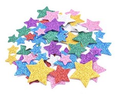200pcs Colorful Glitter Foam Stickers - Self Adhesive Star Shape Glitter