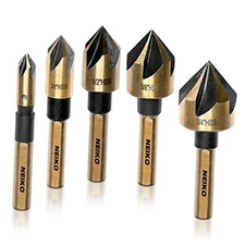  10218A Countersink Drill Bit Set, M2 High Speed Steel, 1/4” Tri-Flat Shank | 