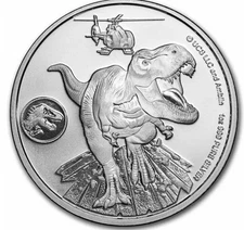 2022 Fiji Jurassic World Dominion  T-Rex 1 oz .999 Silver Coin in Capsule