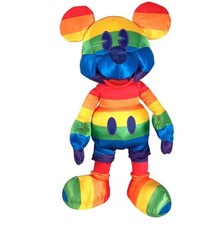 Disney Parks Rainbow Mickey Mouse Plush Doll 15.5" LGBTQ, Gay, Pride - New