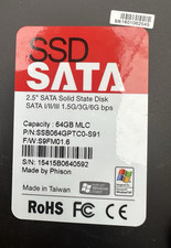 X2 Phison 64GB MLC 2.5” SATA SSD I/II/III 6G bps SSB064GPTC0-S91 (lot of 2)