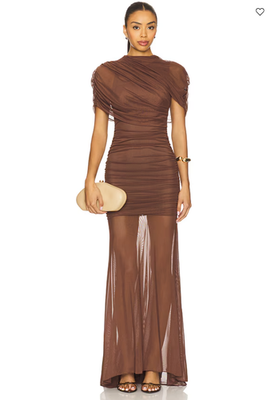 brown zara dress Zara Rose Crochet Maxi Dress
