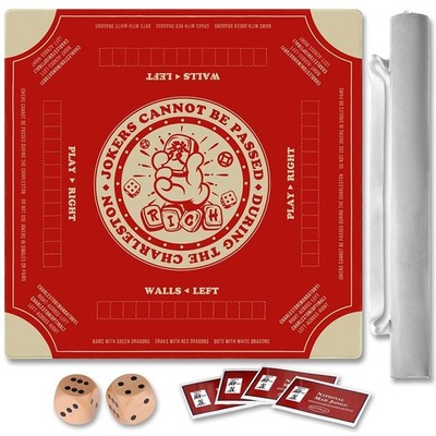 Mahjong Mat with Rules for Table,Travel Mahjong Set,Non-Slip and Silent,Comes...