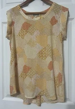 PLEIONE Women’s Orange Patchwork  Top Blouse NWOT Size M