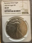 2024-W Burnished $1 American Silver Eagle NGC MS69 Brown Label