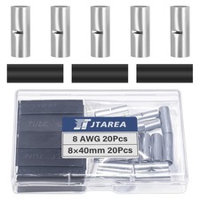 8 AWG Non Insulated Butt Connectors Crimps 8AWG with 8 40mm Heat Shrink Tub...