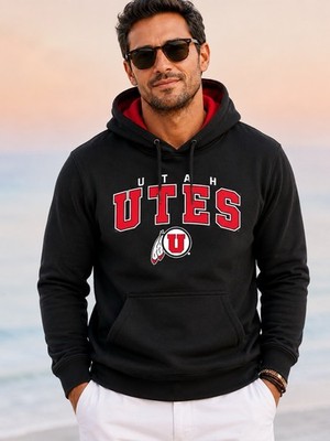 Colosseum Utah Utes Men's Black Red Pullover Hoodie Sweatshirt Size XXL