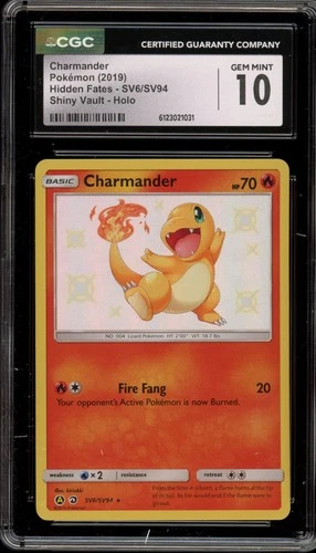 Pokemon Charmander Hidden Fates Holo Rare #SV6 CGC 10 Gem Mint