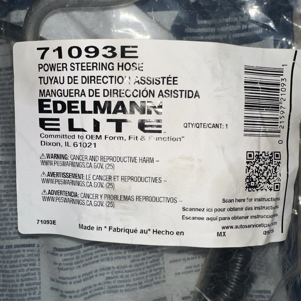 Manguera de dirección asistida Edelmann 71093E para 85-87 GMC K3500 Chevy R30 Hydroboost Foto 3 de 3