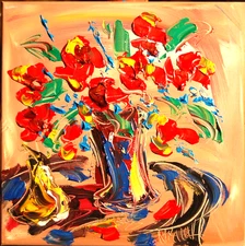 FLOWERS  Original Oil Painting canvas IMPRESSIONIST   KAZAV YNU5h8O7TT