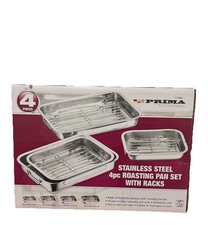 Stainless Steel 4-Piece Roasting Pan Set with Racks – Prima Kitchenware