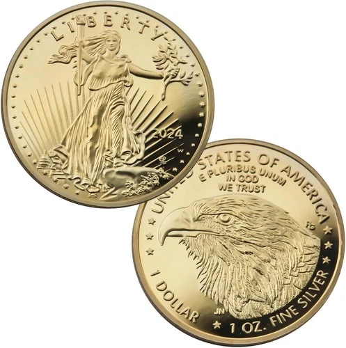 2024 U.S. Eagle the United States Statue of Liberty Gold Plated Coin 1 Oz Uncirc