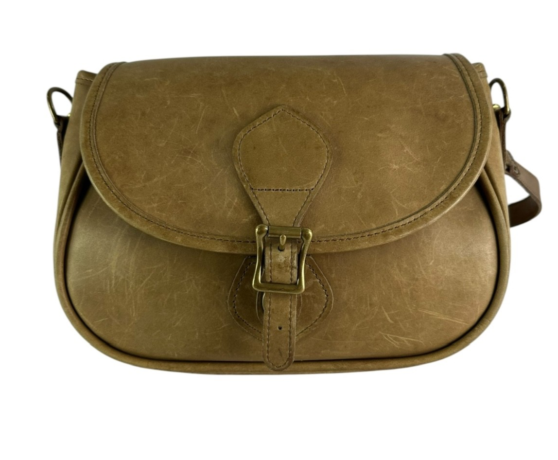 Vintage J.W. Hulme Co Taupe Genuine Leather Legacy Saddle Crossbody Bag