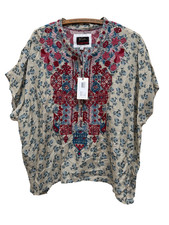 Johnny Was Idalina Silk Blouse Embroidered Top Sz XL NWT