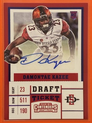 2017 Panini Contenders Draft Picks Damontae Kazee Draft Ticket Auto Blue #273