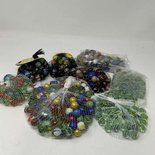 Huge Lot ~600 Mixed Glass Marbles Vintage + Flat Glass Gems Vase Fillers