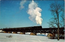 Vintage 1970 Canadian National Train on Richelieu River Bridge Postcard