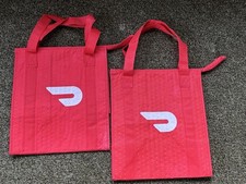 2 Doordash Insulated Hot/Cold Delivery Bags Double Handle Zip Closure Fast Food