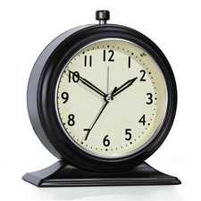 AYRELY  4-inch Battery Operated Alarm Clock Silent Analog Desk Clocks Black