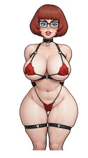 2919 Velma Sticker, Made In USA, Laminated, Waifu, Thigh, Curvy, Busty, Nerdy