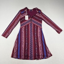 Free People Stella Graphic Boho A-Line Mini Dress Size Small NWT