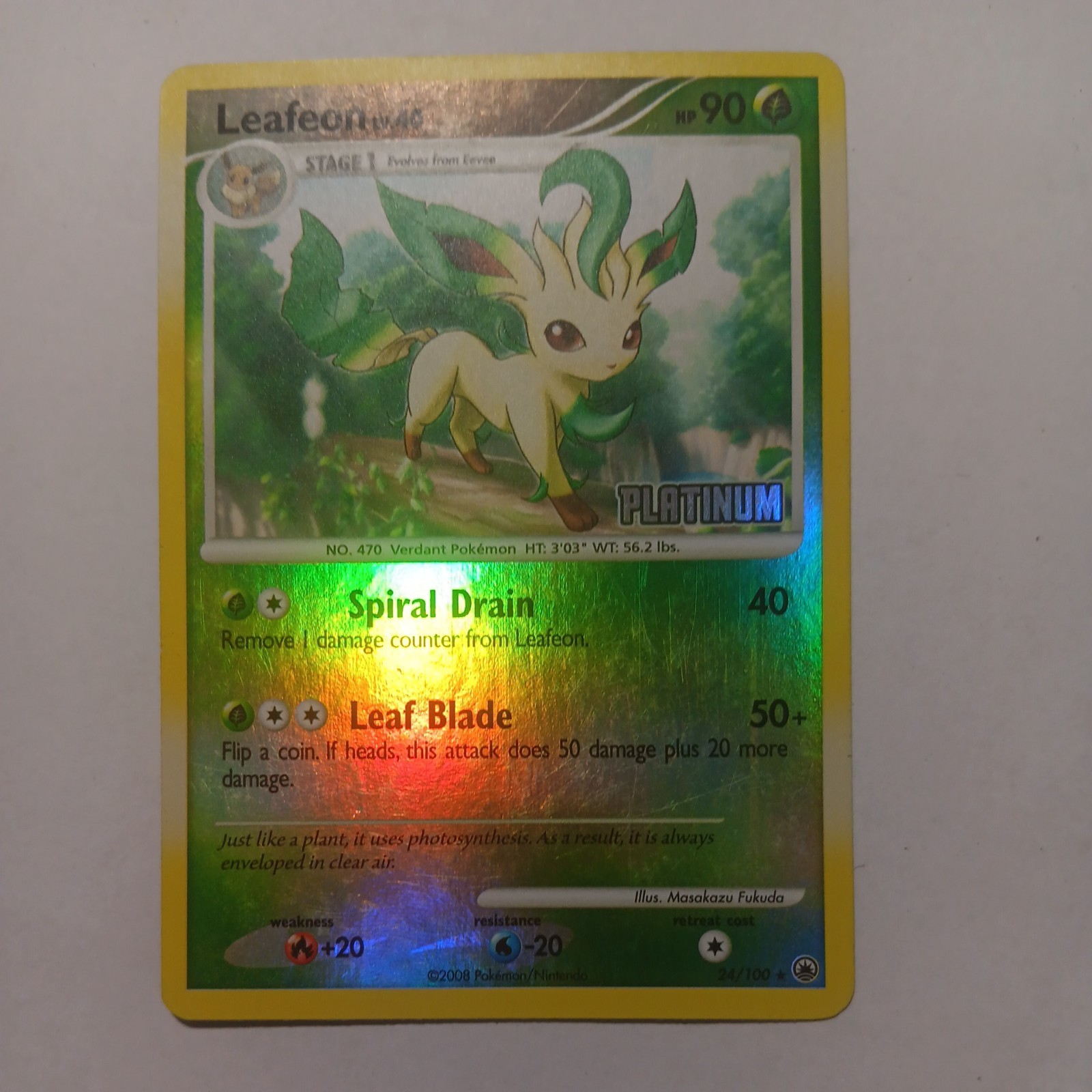 Leafeon Reverse Holo Rare Pokemon Card DP5 Majestic Dawn 24/100 Ungraded LP