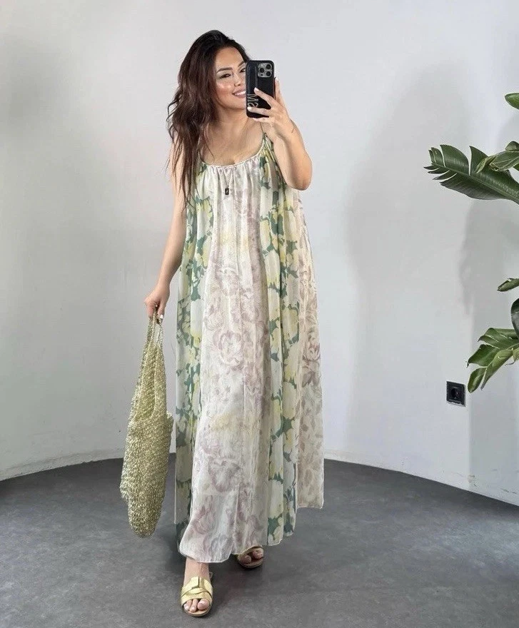 Zara ZW Collection Long Volume Floral Patchwork Dress Size L 2826/127