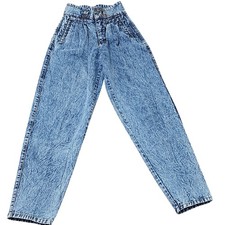 Vintage 80s Jordache Jeans Juniors 3/4 Blue High Rise Acid Wash Retro Old School