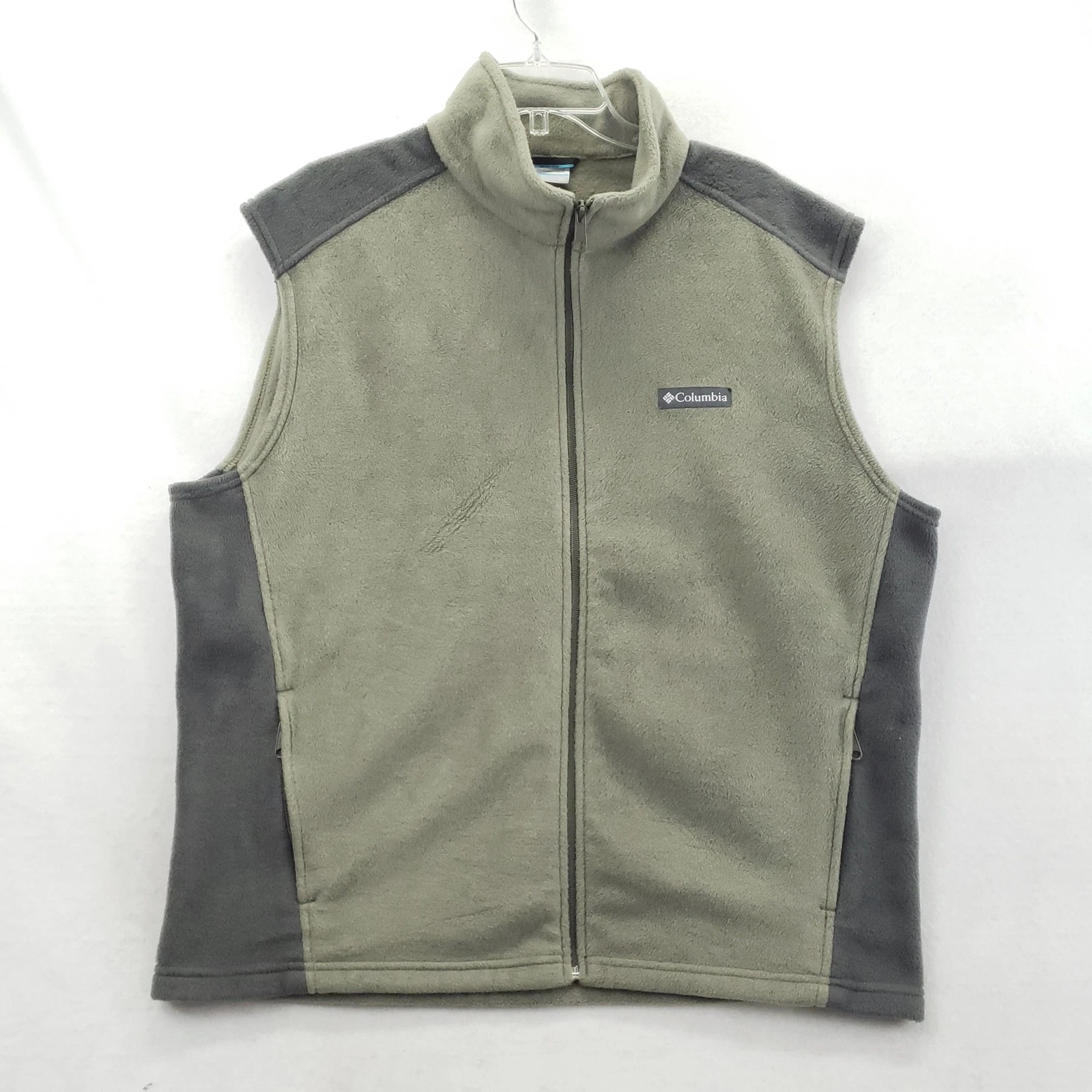 Columbia Fleece Vest Mens XL Green Full Zip Sleeveless Outdoor Hiking AM1535