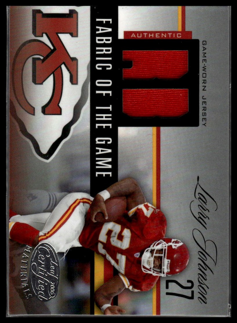 2006 Leaf #FOTG-110 Larry Johnson Fabric of the Game Position #/50
