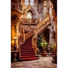 5x7ft Elegant Staircase Backdrop Photography Ancient Decor Red Stairway Prop