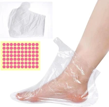 200 Pcs Disposable Foot Covers for Wax Therapy, Plastic Foot Mask Socks with Sti