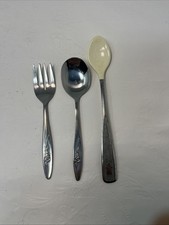 VTG '80s First Years Stainless Steel Child Safety Spoon Small Spoon And Fork.