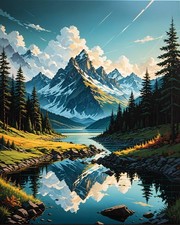 Paint By Numbers Kit For Adults, Mountain Number 16x20 inches, DD047
