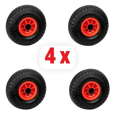 Grafner 4x Bollerwagen Reifen Sackkarre Rad Vollgummi 3.00-4 Sackkarre FlatFree