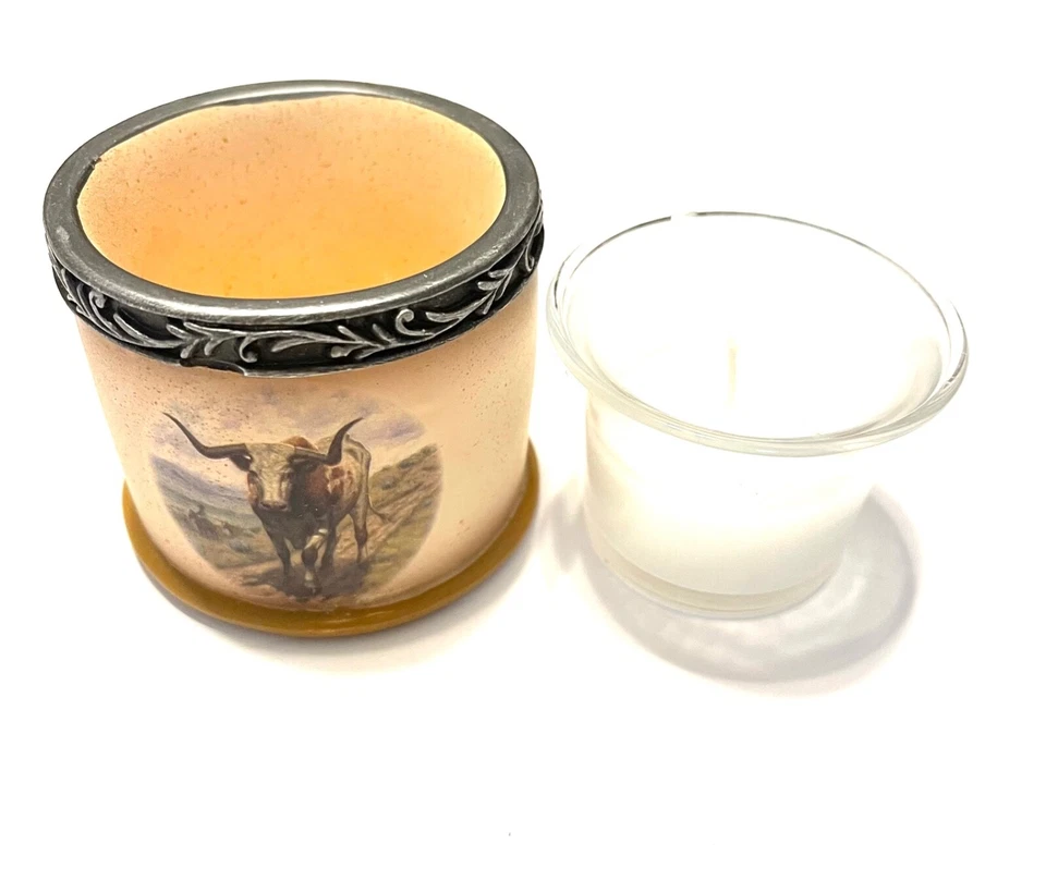 Western Longhorn Candle holder 1 Glass Candle Cup Western Decor Stone resin - Image 2 of 2